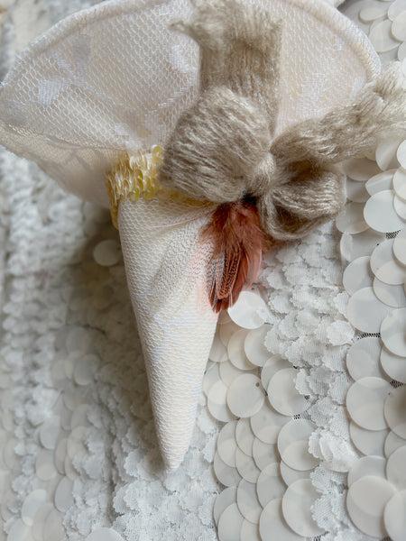 Wonder-Filled Attic Ghost// Tan & White Scalloped
