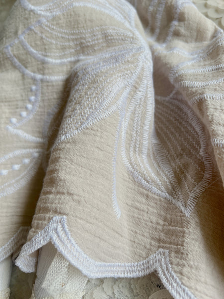 Wonder-Filled Attic Ghost// Tan & White Scalloped