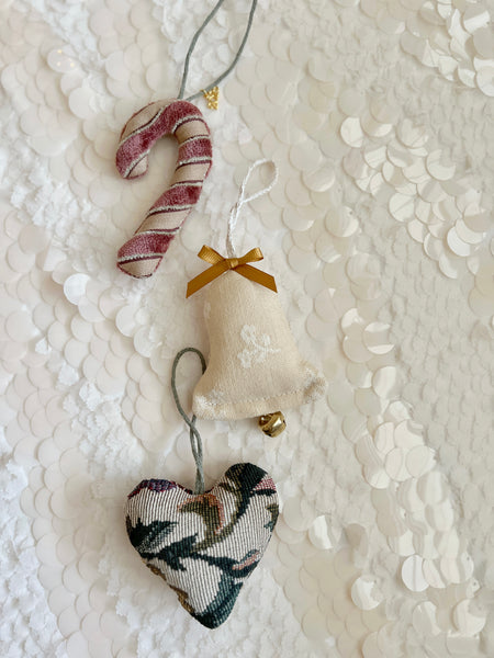 90's Nostalgic Holiday Set// Vintage Upholstery Ornament Set