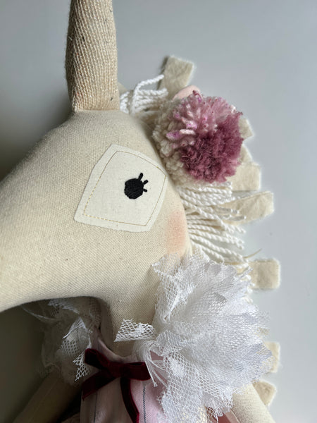 Wonder-Filled Bespoke Unicorn Doll // Soft Stripe