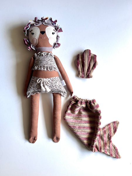 Bespoke Ocean Darling Sloth Art Doll Set // Sand Dollar