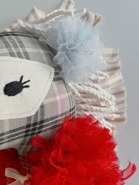 Wonder-Filled Bespoke Horse Doll // Red & Blue Heart Floral