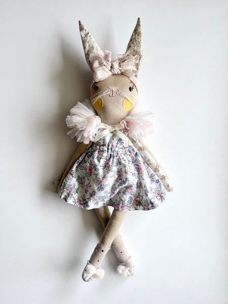 Wonder-Filled Garden Hare Bespoke Doll // Vintage Floral