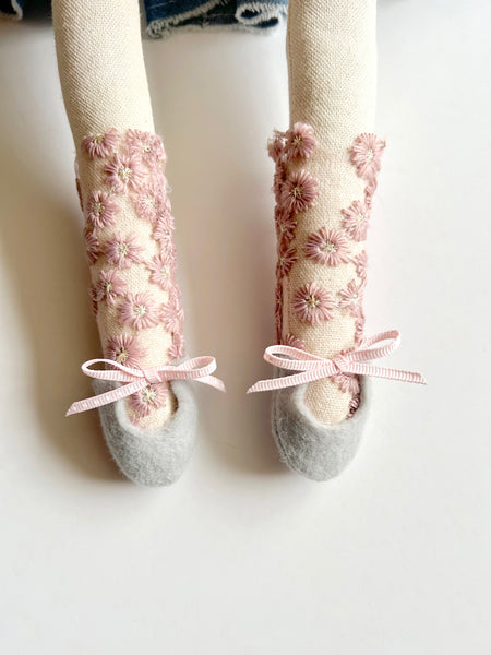 Wonder-Filled Bespoke Lamb // Pink & Indigo Floral Embroidered