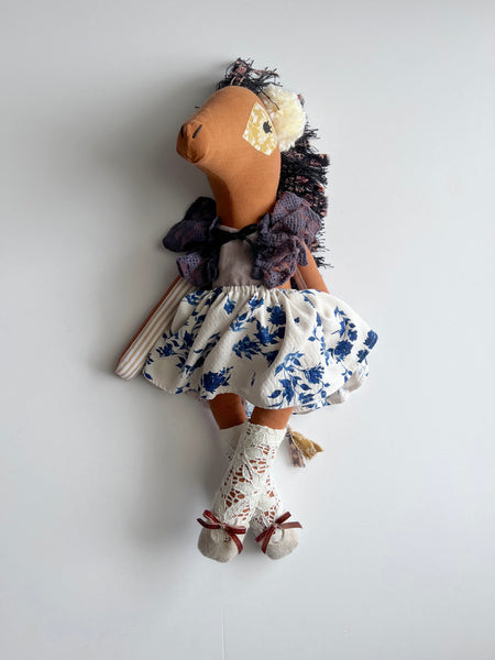 Wonder-Filled Bespoke Horse Doll // Indigo Floral