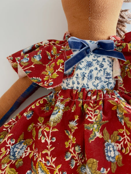 Wonder-Filled Bespoke Horse Doll // Vintage Blue & Crimson Floral