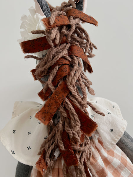 Wonder-Filled Bespoke Horse Doll // Tan and White Checkered - DaintyCheeks