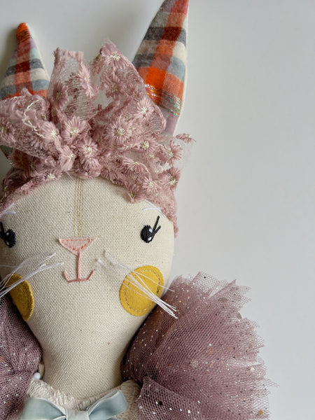 Wonder-Filled Garden Hare Bespoke Doll // Lilac Plaid