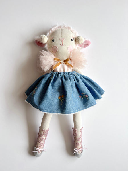 Wonder-Filled Bespoke Lamb // Pink & Indigo Floral Embroidered