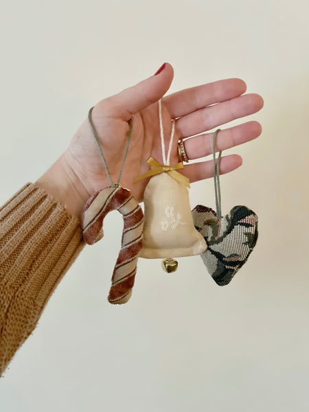 90's Nostalgic Holiday Set// Vintage Upholstery Ornament Set