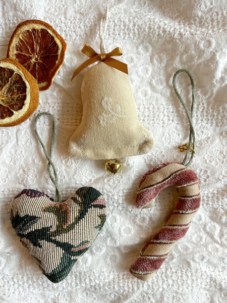 90's Nostalgic Holiday Set// Vintage Upholstery Ornament Set
