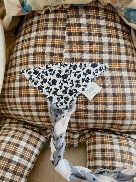 Wonder-Filled Oversized Bespoke Horse Doll // Plaid Vintage Floral - DaintyCheeks