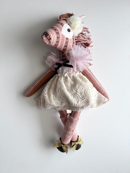 Wonder-Filled Bespoke Horse Doll // Blush Garden Floral Stripe