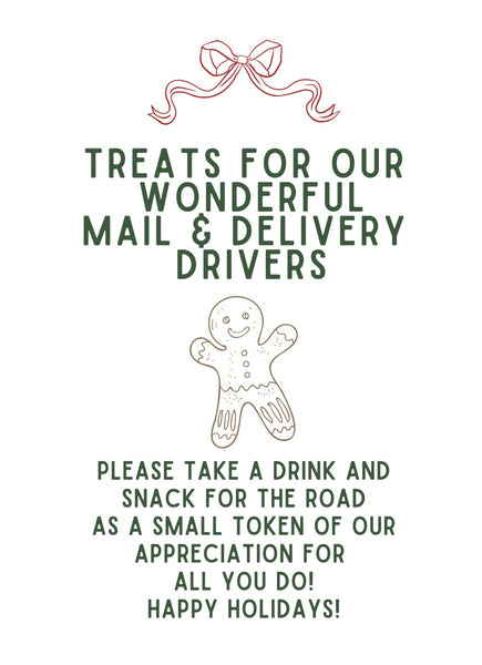 Delivery Driver Treat Sign- Free Printable