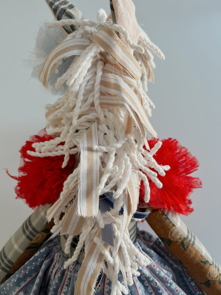 Wonder-Filled Bespoke Horse Doll // Red & Blue Heart Floral