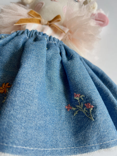 Wonder-Filled Bespoke Lamb // Pink & Indigo Floral Embroidered