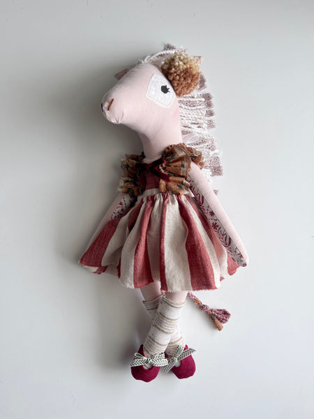 Wonder-Filled Bespoke Horse Doll // Crimson Stripe