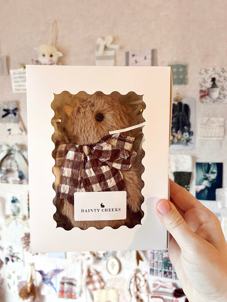 faux fur chick dollwith scarf in a box