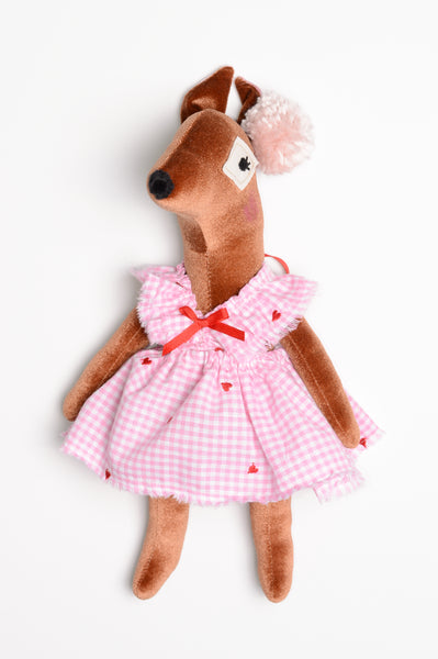 2025 Valentine Velvet Baby Deer // Heart Gingham