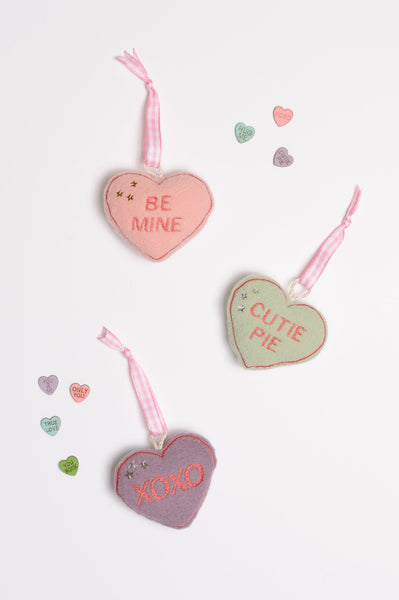 Valentine Fuzzy Conversation Heart Ornament / Gift Topper