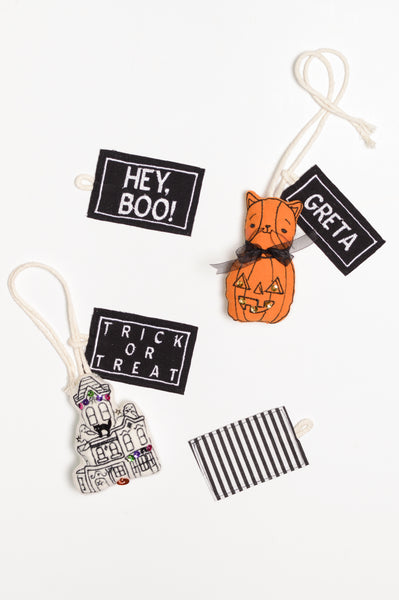 Fuzzy Glitzy Haunted Home Halloween Ornament Charm