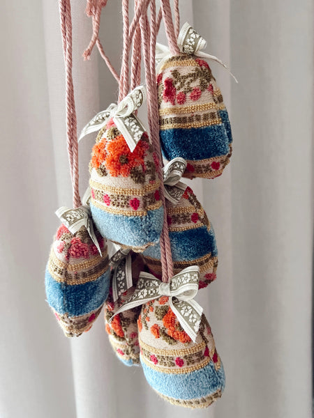 Vintage Upholstery Fabergé Egg Basket Charm