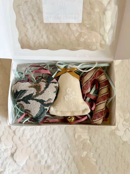 90's Nostalgic Holiday Set// Vintage Upholstery Ornament Set